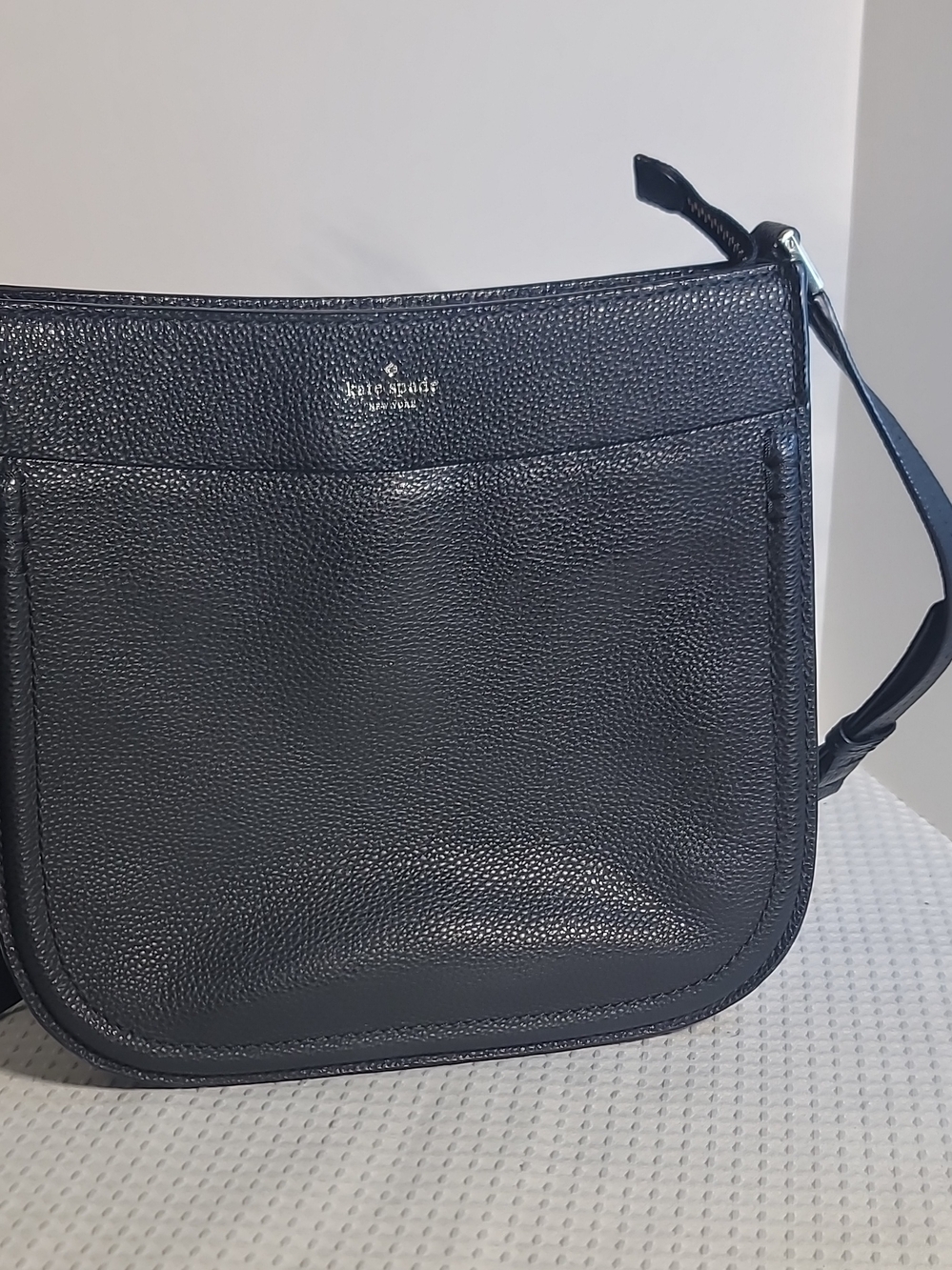 kate spade Black Pebbled Leather Crossbody Saddle Bag